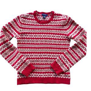 J. Crew Factory Festive Red and Cream Sweater